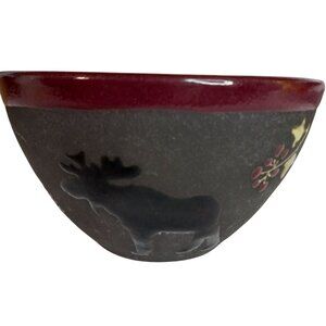 Boot Hill Pottery Bowl Moose Berry Design Serving Cereal Rustic Signed